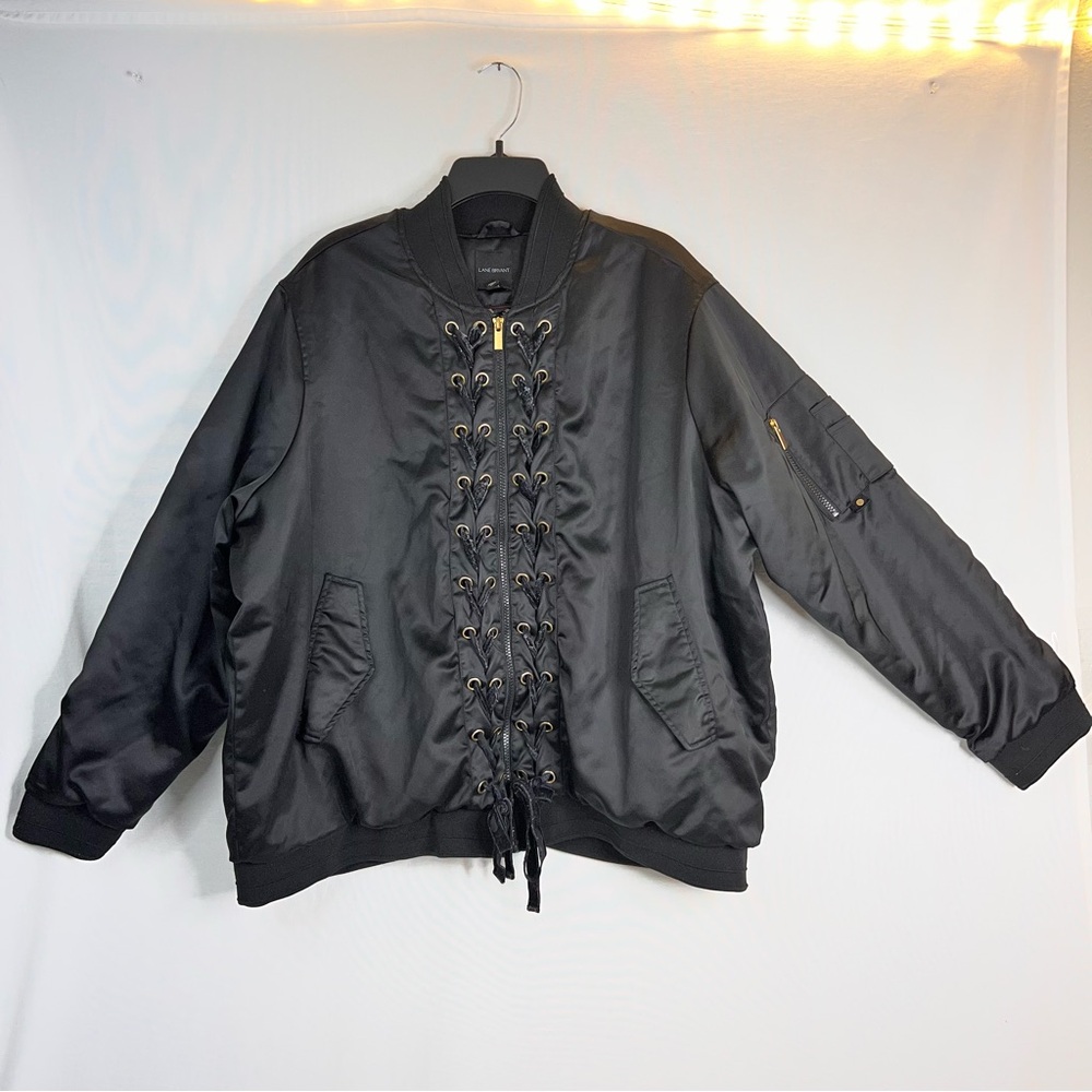 Lane Bryant Black Bomber Jacket with Gold Accents Size 26/28